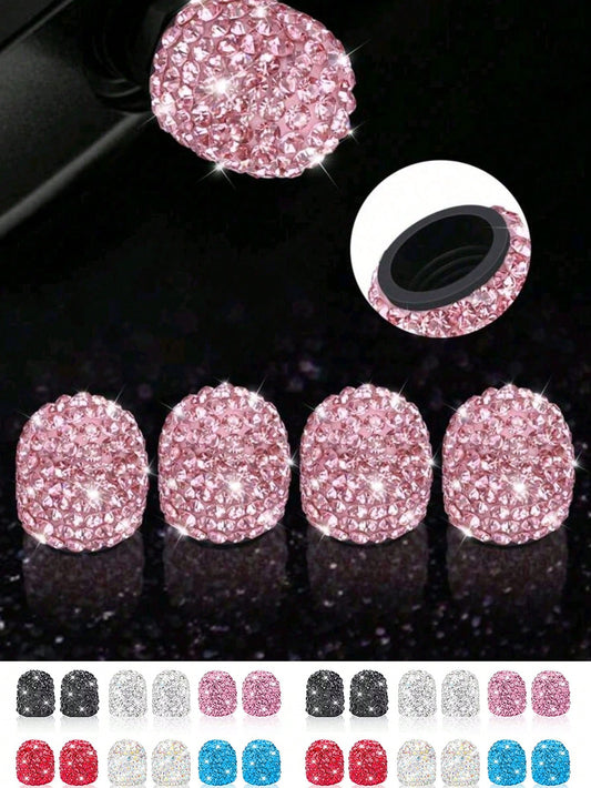 4pcs Diamond Studded Tire Valve Caps Universal Bling Car/Auto Wheel Tire Valve Stem Covers