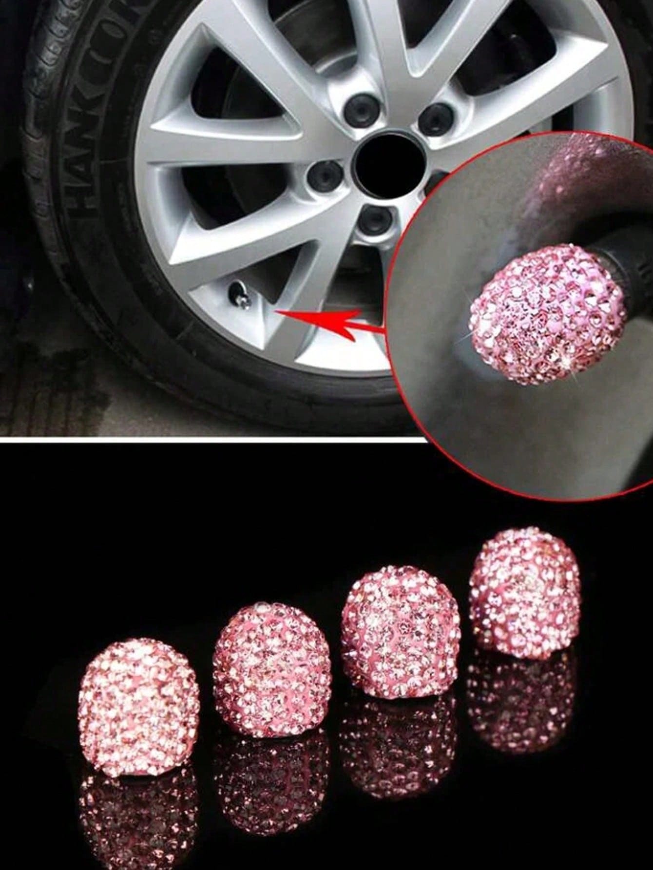 4pcs Diamond Studded Tire Valve Caps Universal Bling Car/Auto Wheel Tire Valve Stem Covers