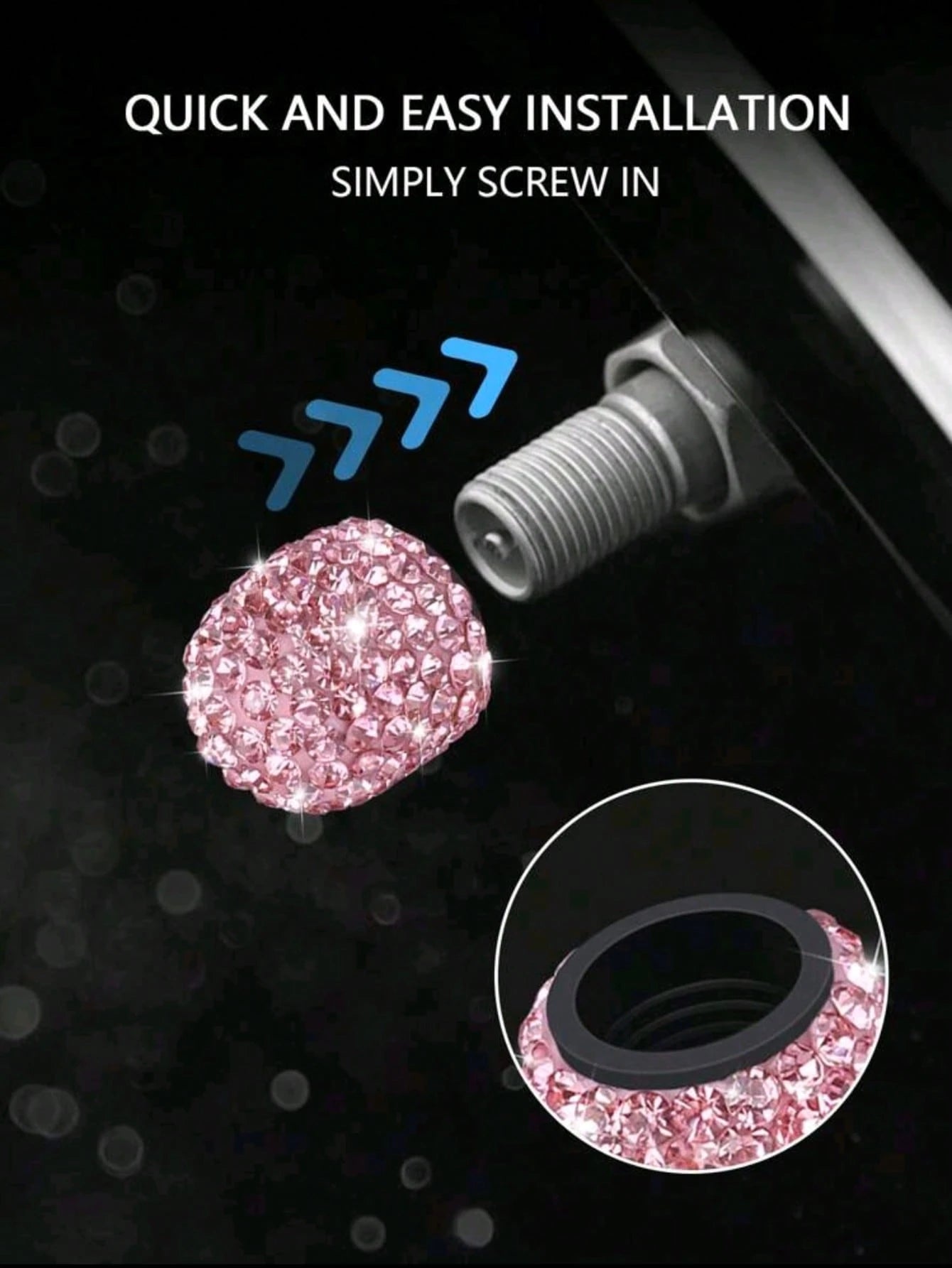 4pcs Diamond Studded Tire Valve Caps Universal Bling Car/Auto Wheel Tire Valve Stem Covers