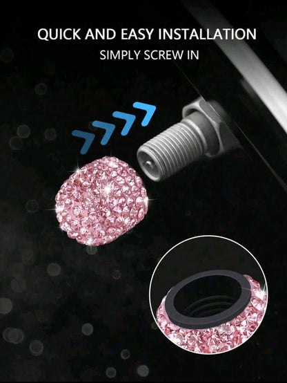 4pcs Diamond Studded Tire Valve Caps Universal Bling Car/Auto Wheel Tire Valve Stem Covers