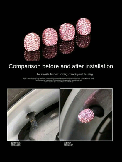 4pcs Diamond Studded Tire Valve Caps Universal Bling Car/Auto Wheel Tire Valve Stem Covers