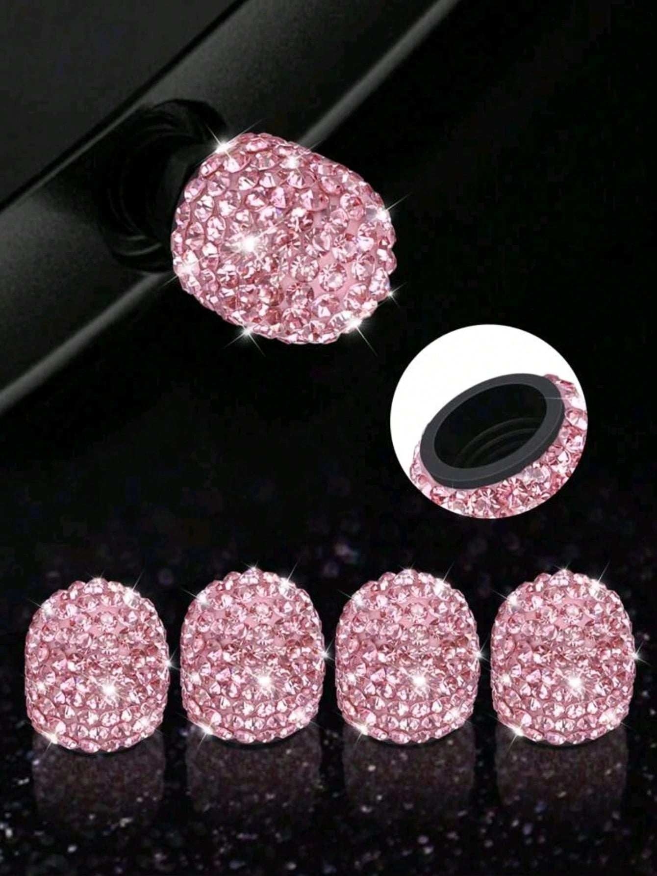 4pcs Diamond Studded Tire Valve Caps Universal Bling Car/Auto Wheel Tire Valve Stem Covers