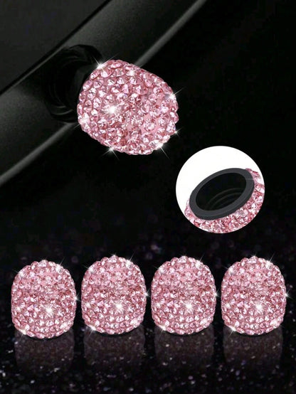 4pcs Diamond Studded Tire Valve Caps Universal Bling Car/Auto Wheel Tire Valve Stem Covers