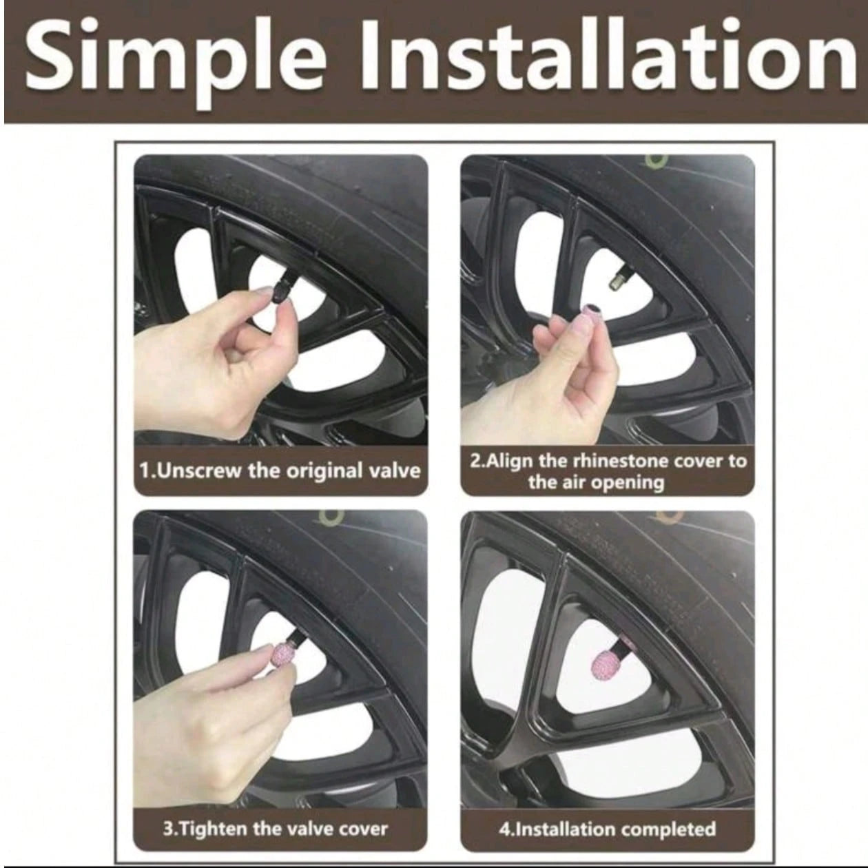 4pcs Diamond Studded Tire Valve Caps Universal Bling Car/Auto Wheel Tire Valve Stem Covers