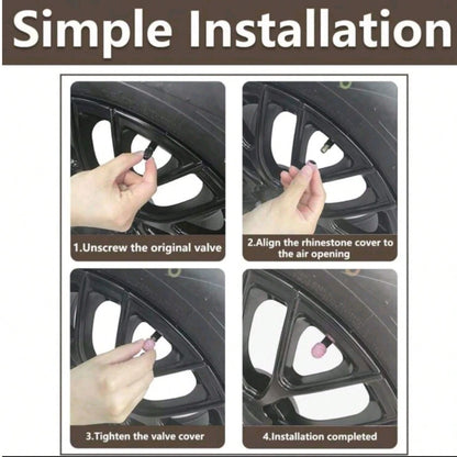 4pcs Diamond Studded Tire Valve Caps Universal Bling Car/Auto Wheel Tire Valve Stem Covers