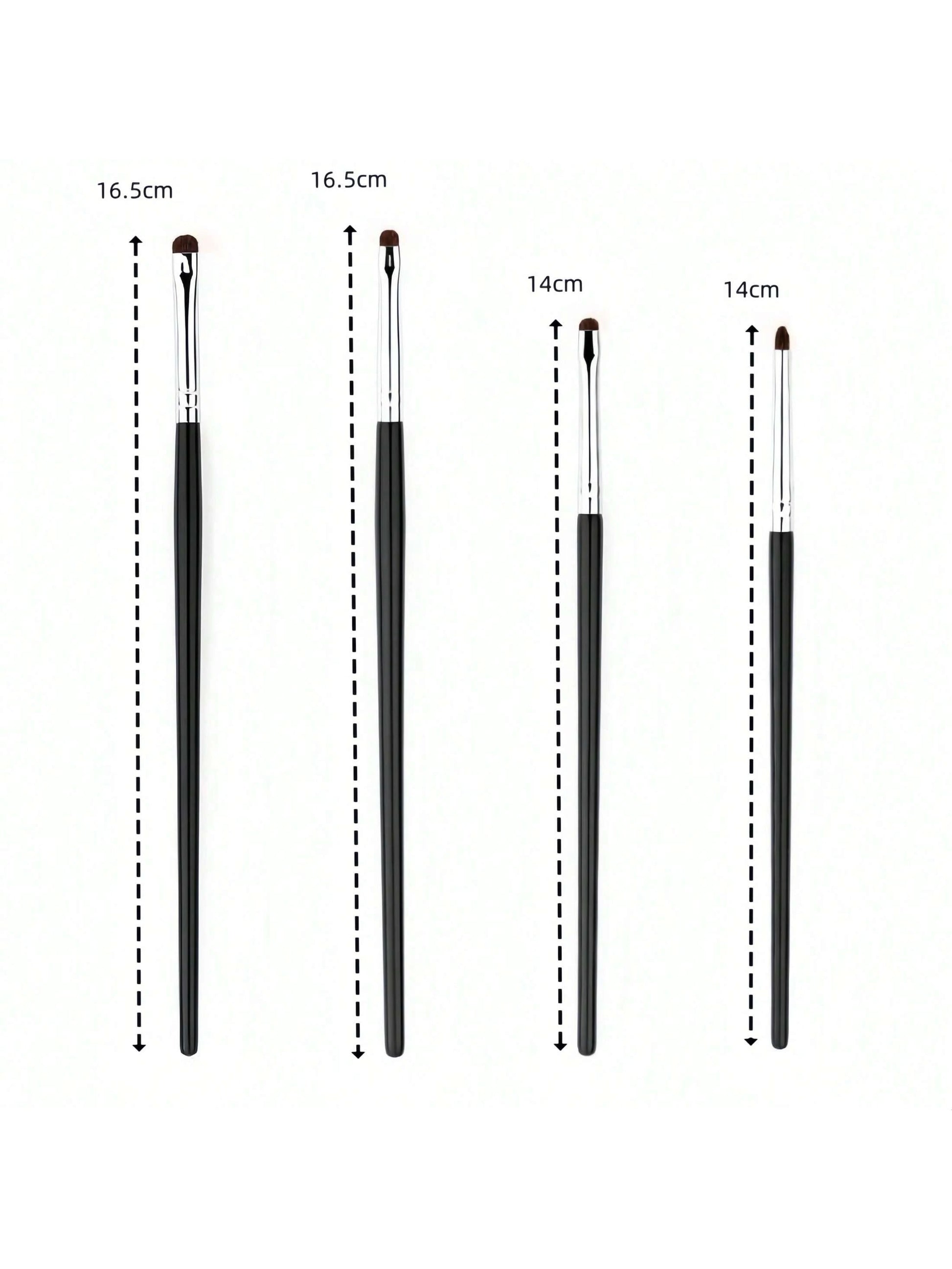 4pcs Eyeshadow & Eyeliner Detail Brush Set, Includes Angled Eyeliner Brush, Ultra-Fine Eyeliner Brush And Eyebrow Brush, Suitable For Eyebrows, Eyeliner And Eyeshadow, Easily Create Charming Eye Makeu