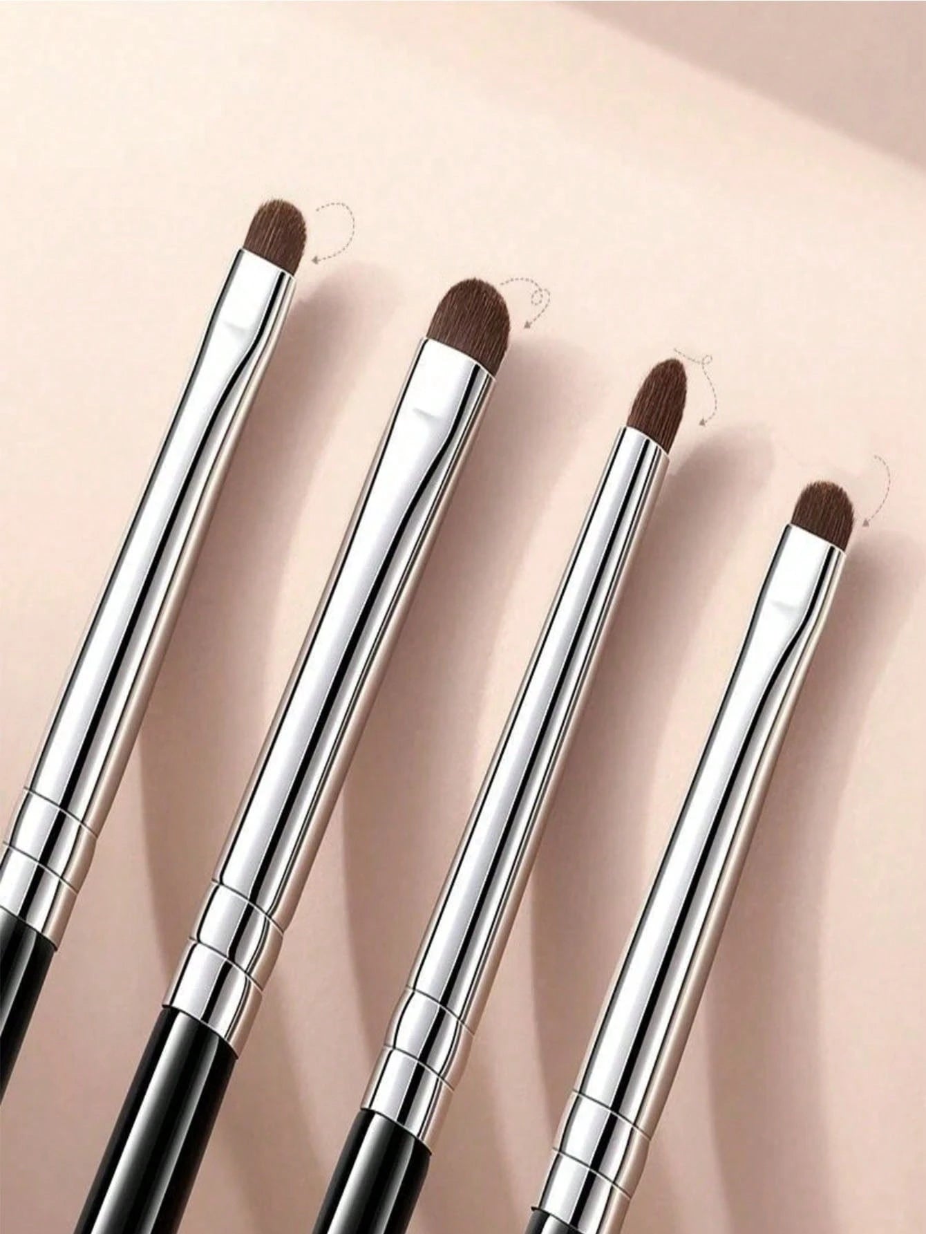 4pcs Eyeshadow & Eyeliner Detail Brush Set, Includes Angled Eyeliner Brush, Ultra-Fine Eyeliner Brush And Eyebrow Brush, Suitable For Eyebrows, Eyeliner And Eyeshadow, Easily Create Charming Eye Makeu