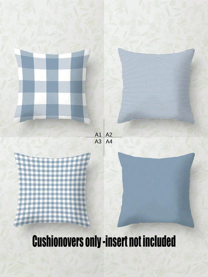 4pcs, Light Blue Striped Pillow Covers, Best-Selling, Home Decorative Pillow Covers, Sofa Living Room Bedroom Pillow Covers, No Pillow Insert
