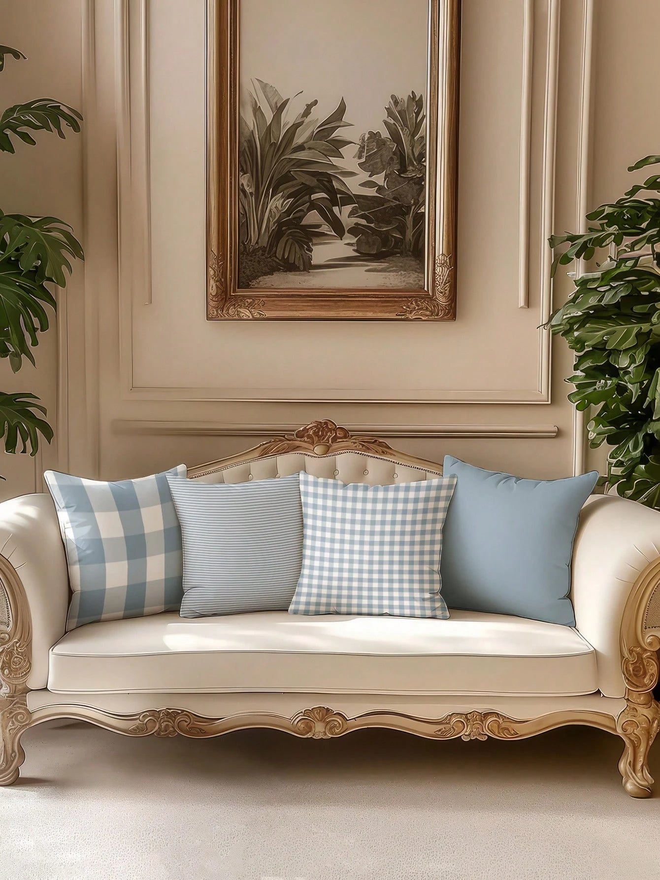 4pcs, Light Blue Striped Pillow Covers, Best-Selling, Home Decorative Pillow Covers, Sofa Living Room Bedroom Pillow Covers, No Pillow Insert