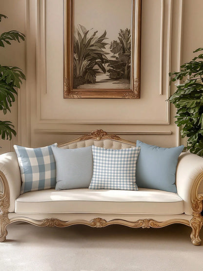 4pcs, Light Blue Striped Pillow Covers, Best-Selling, Home Decorative Pillow Covers, Sofa Living Room Bedroom Pillow Covers, No Pillow Insert