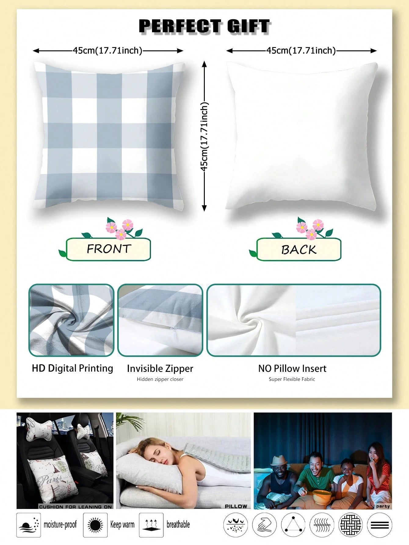 4pcs, Light Blue Striped Pillow Covers, Best-Selling, Home Decorative Pillow Covers, Sofa Living Room Bedroom Pillow Covers, No Pillow Insert