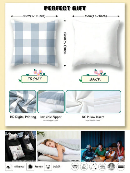 4pcs, Light Blue Striped Pillow Covers, Best-Selling, Home Decorative Pillow Covers, Sofa Living Room Bedroom Pillow Covers, No Pillow Insert