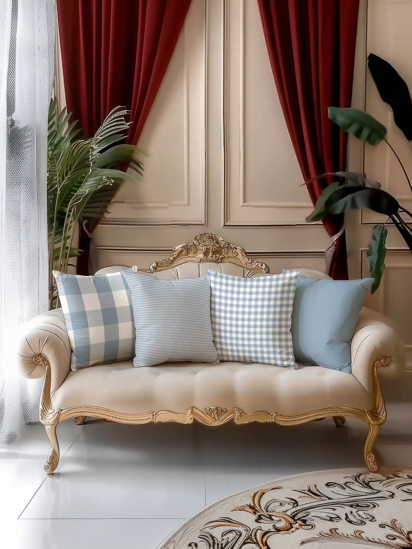 4pcs, Light Blue Striped Pillow Covers, Best-Selling, Home Decorative Pillow Covers, Sofa Living Room Bedroom Pillow Covers, No Pillow Insert