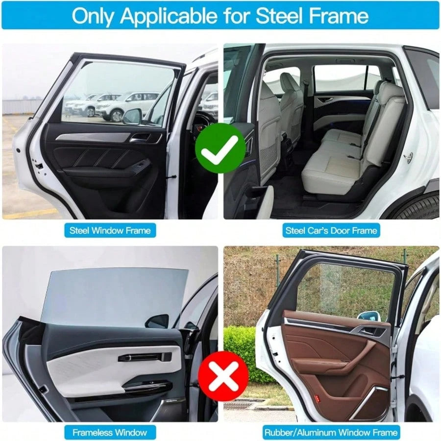 4pcs Magnetic Car Side Window Curtains, Block 99% UV & Glare, Provide Privacy For Breastfeeding, Napping, Changing, Camping