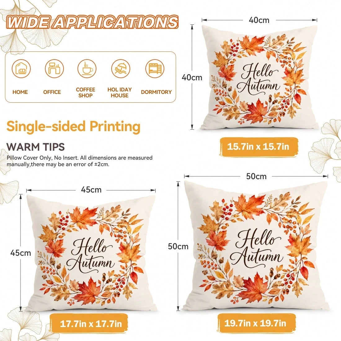 4pcs Modern Autumn Maple Leaf Pattern Single-Sided Printed Pillow Covers/Cushion Covers, Multi-Scene Atmosphere Decoration Pillow Covers Suitable For Living Room, Sofa, Bedroom, Without Pillow Insert