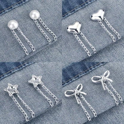 4pcs Multi-Functional Clothing Clips, Can Be Used For Hemming Pants Legs, Metal Star, Heart, Bow Shaped, Suitable For Shirts, Clothes, Pants, Can Be Used For Clipping, Buttons, Cute Decorative Pants L