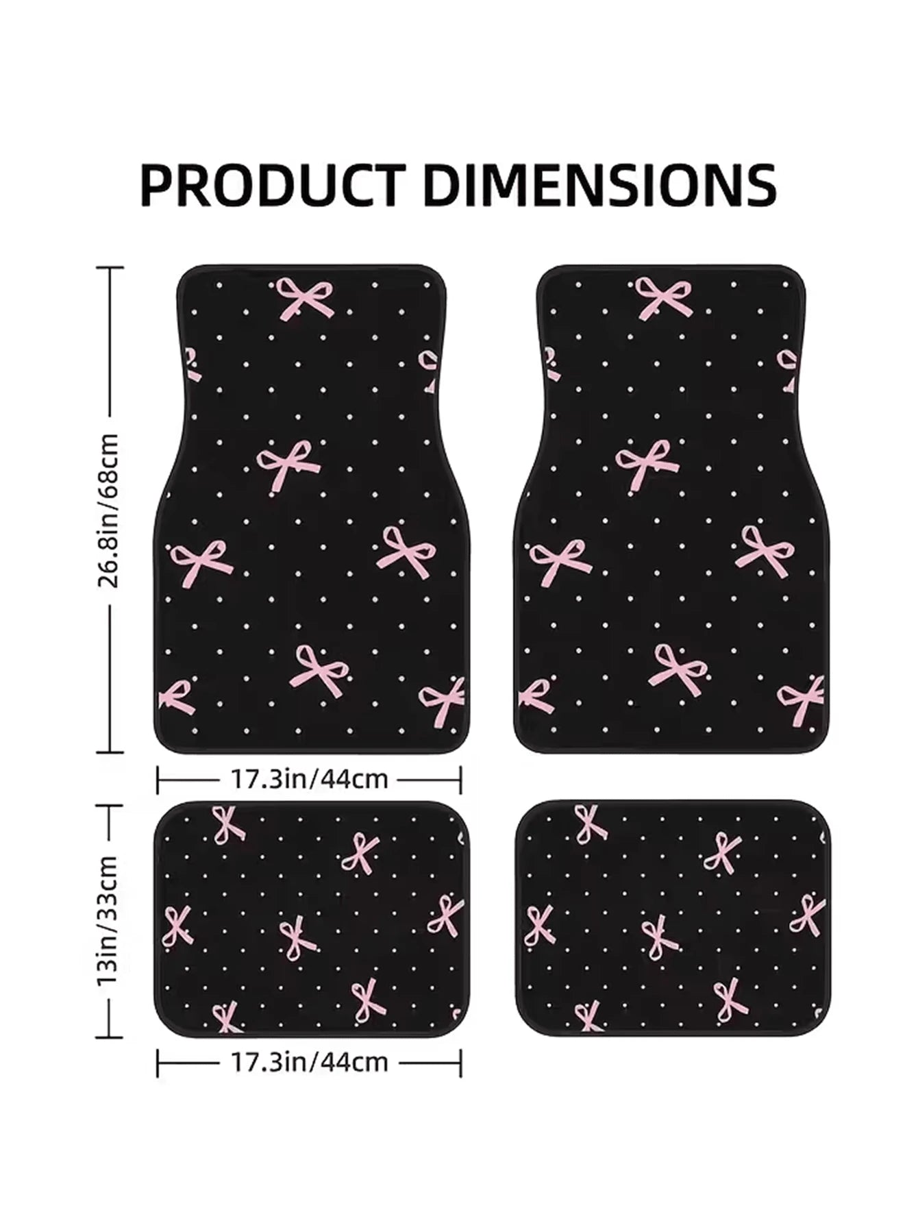 4pcs Pink Bow Car Floor Mats Set- Durable Polyester Material, Easy To Clean, Front & Rear Seat Protection, All-Weather Use, Fit For Trucks, Sedans And SUVs, Perfect Gift
