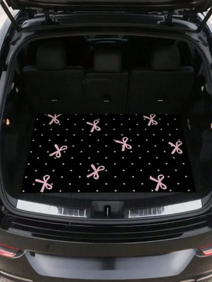 4pcs Pink Bow Car Floor Mats Set- Durable Polyester Material, Easy To Clean, Front & Rear Seat Protection, All-Weather Use, Fit For Trucks, Sedans And SUVs, Perfect Gift