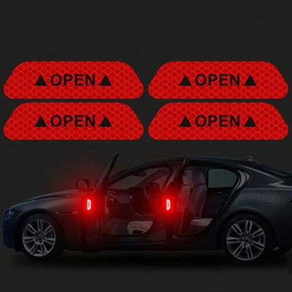 4PCS Reflective Open Prompt Stickers For Car Door, Car Stickers And Decals,Car Door Open Reflective Warning Stickers,Anti Scratch Decorative Sticker Car Bumper Tape Repair,3.6 Inch Auto Warning Decals