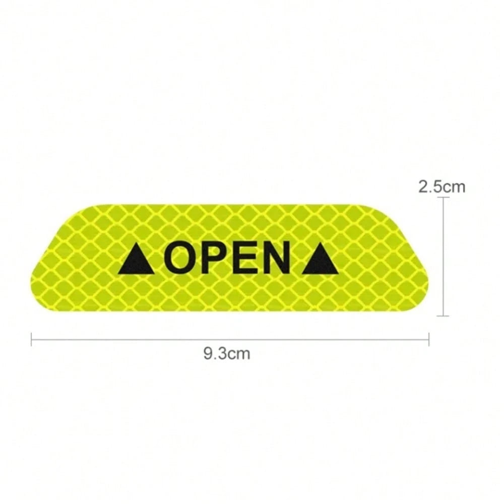 4PCS Reflective Open Prompt Stickers For Car Door, Car Stickers And Decals,Car Door Open Reflective Warning Stickers,Anti Scratch Decorative Sticker Car Bumper Tape Repair,3.6 Inch Auto Warning Decals