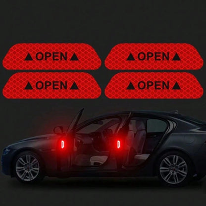 4PCS Reflective Open Prompt Stickers For Car Door, Car Stickers And Decals,Car Door Open Reflective Warning Stickers,Anti Scratch Decorative Sticker Car Bumper Tape Repair,3.6 Inch Auto Warning Decals