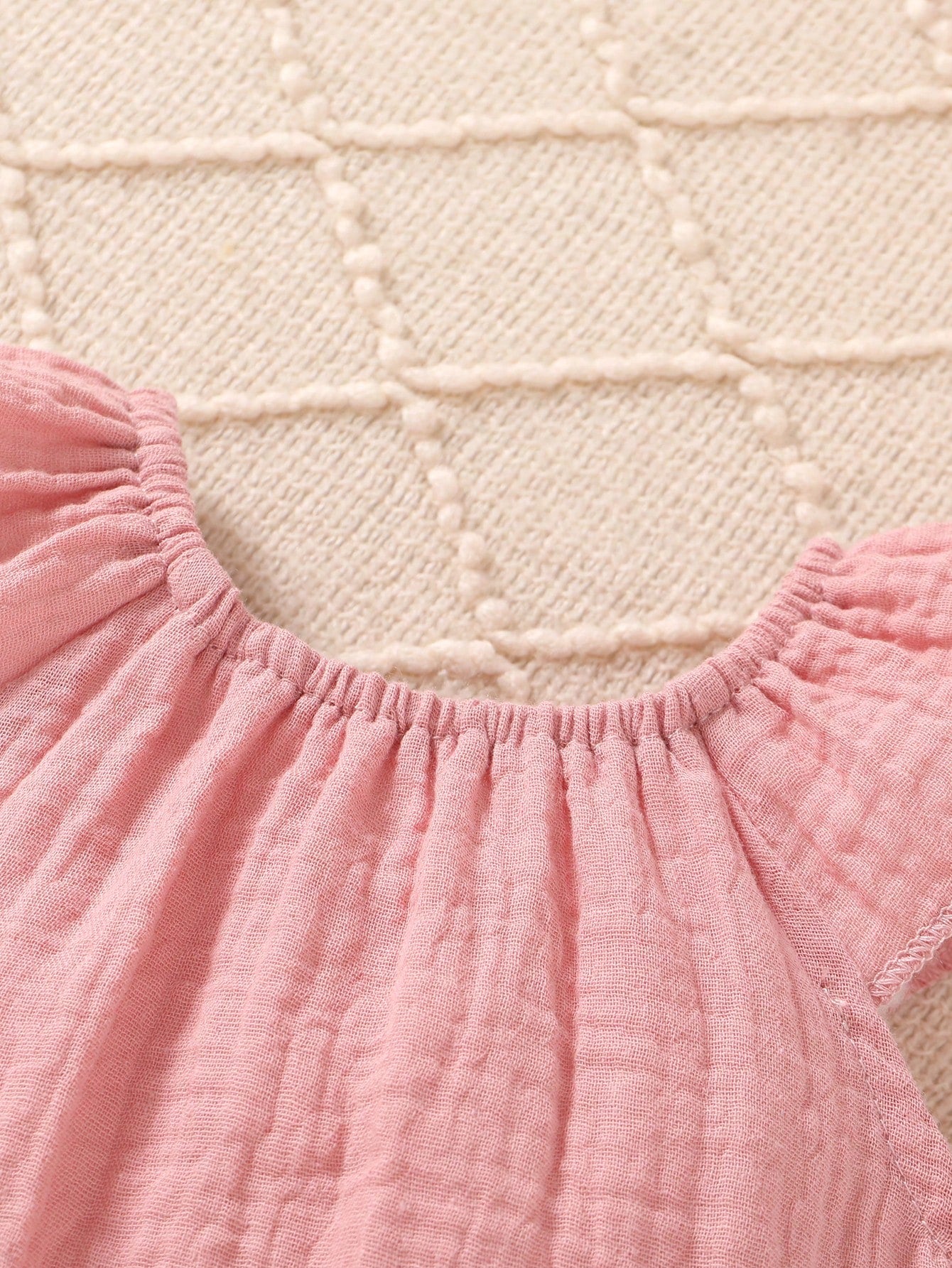 4pcs/Set, Baby Girl, Casual Fashion Cute Elegant, Soft Comfortable, Floral Pattern Ruffle Trim Cotton Romper And Bowknot Decorated Headband Set, Baby Girl Clothing, Newborn Baby Girl Clothing, Baby Su
