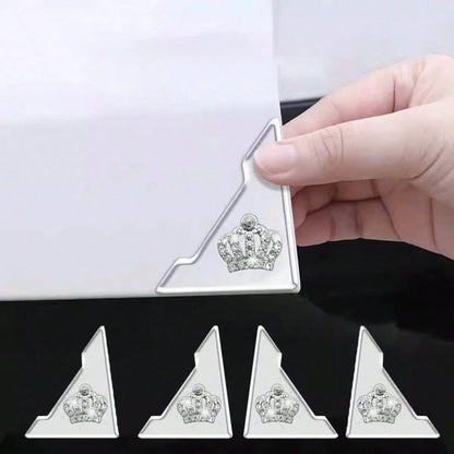 4pcs Shiny Crown Pattern Car Door Edge Anti-Collision Stickers, Sparkling Rhinestone Car Door Edge Guard Scratch-Resistant Stickers, Triangle Car Door Anti-Collision Strips, Door Opening Protection An