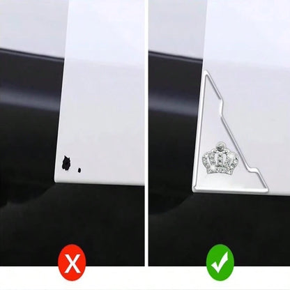 4pcs Shiny Crown Pattern Car Door Edge Anti-Collision Stickers, Sparkling Rhinestone Car Door Edge Guard Scratch-Resistant Stickers, Triangle Car Door Anti-Collision Strips, Door Opening Protection An