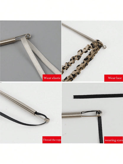4pcs Spring-Loaded Flexible Drawstring Replacement Tool | 2-In-1 Elastic Band Threader, Suitable For Pants, Sweatshirts And Skirts | Home Essential Kit, Includes Belt Threader, No-Sew DIY Assistant |