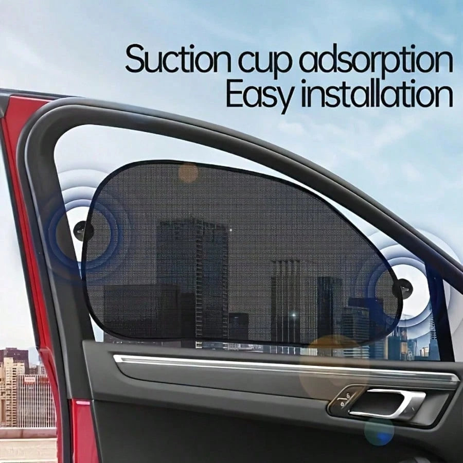 4pcs Suction Cup Car Side Window Sunshade Mesh Breathable Car Window Sun Protection Heat Insulation Shade Curtain Interior Light Blocking Cooling UV Protection Shade Mesh Universal Sedan SUV Car Side