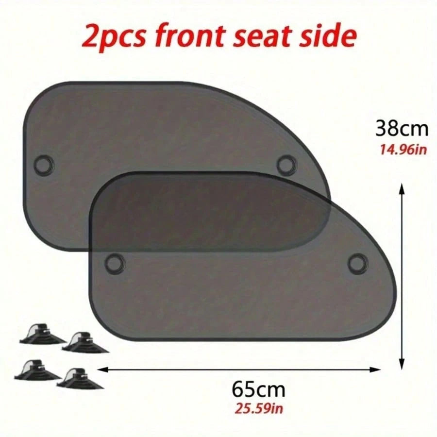 4pcs Suction Cup Car Side Window Sunshade Mesh Breathable Car Window Sun Protection Heat Insulation Shade Curtain Interior Light Blocking Cooling UV Protection Shade Mesh Universal Sedan SUV Car Side