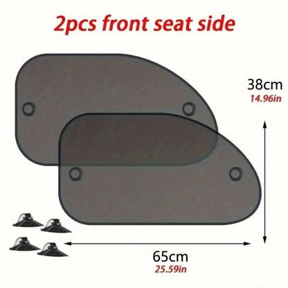 4pcs Suction Cup Car Side Window Sunshade Mesh Breathable Car Window Sun Protection Heat Insulation Shade Curtain Interior Light Blocking Cooling UV Protection Shade Mesh Universal Sedan SUV Car Side