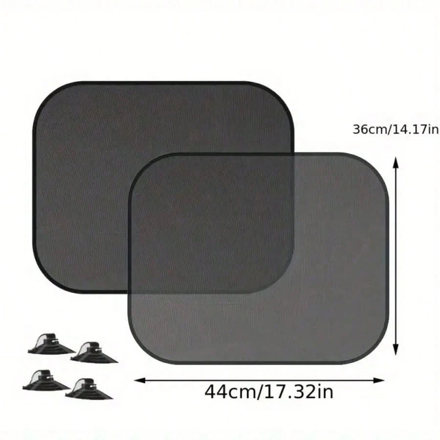 4pcs Suction Cup Car Side Window Sunshade Mesh Breathable Car Window Sun Protection Heat Insulation Shade Curtain Interior Light Blocking Cooling UV Protection Shade Mesh Universal Sedan SUV Car Side