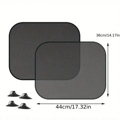 4pcs Suction Cup Car Side Window Sunshade Mesh Breathable Car Window Sun Protection Heat Insulation Shade Curtain Interior Light Blocking Cooling UV Protection Shade Mesh Universal Sedan SUV Car Side