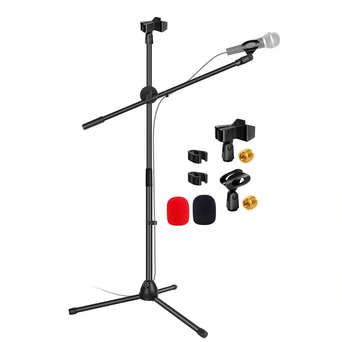 5 Core Microphone Stand Floor 2 Mic Clips Height Adjustable