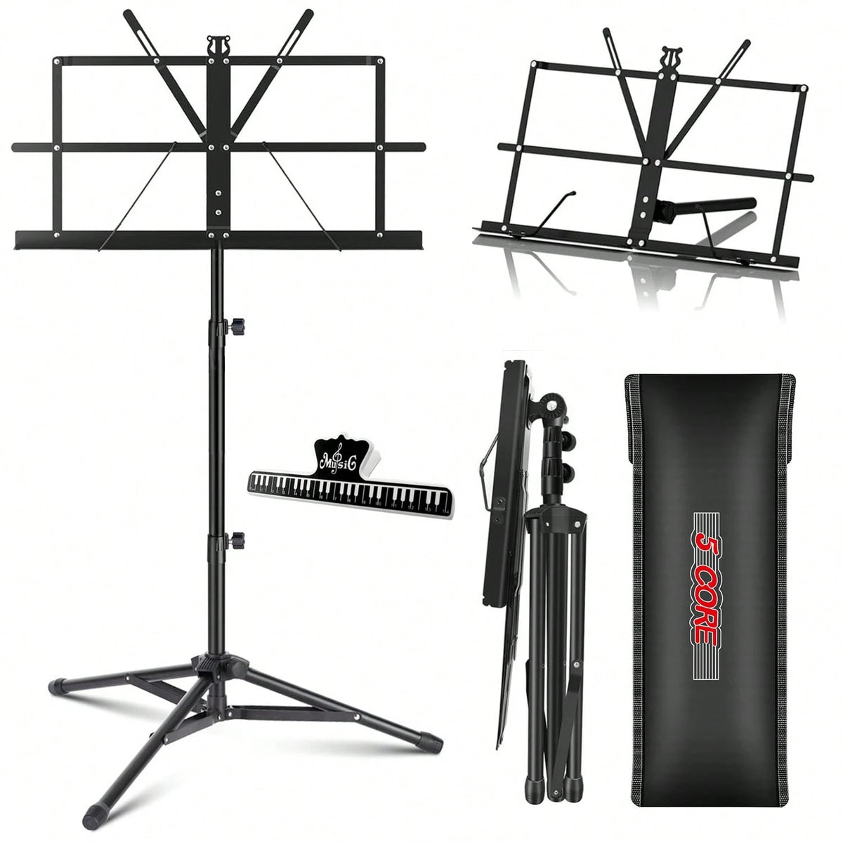 5 Core Sheet Music Stand Foldable Adjustable Bookstand