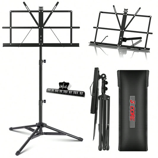 5 Core Sheet Music Stand Foldable Adjustable Bookstand