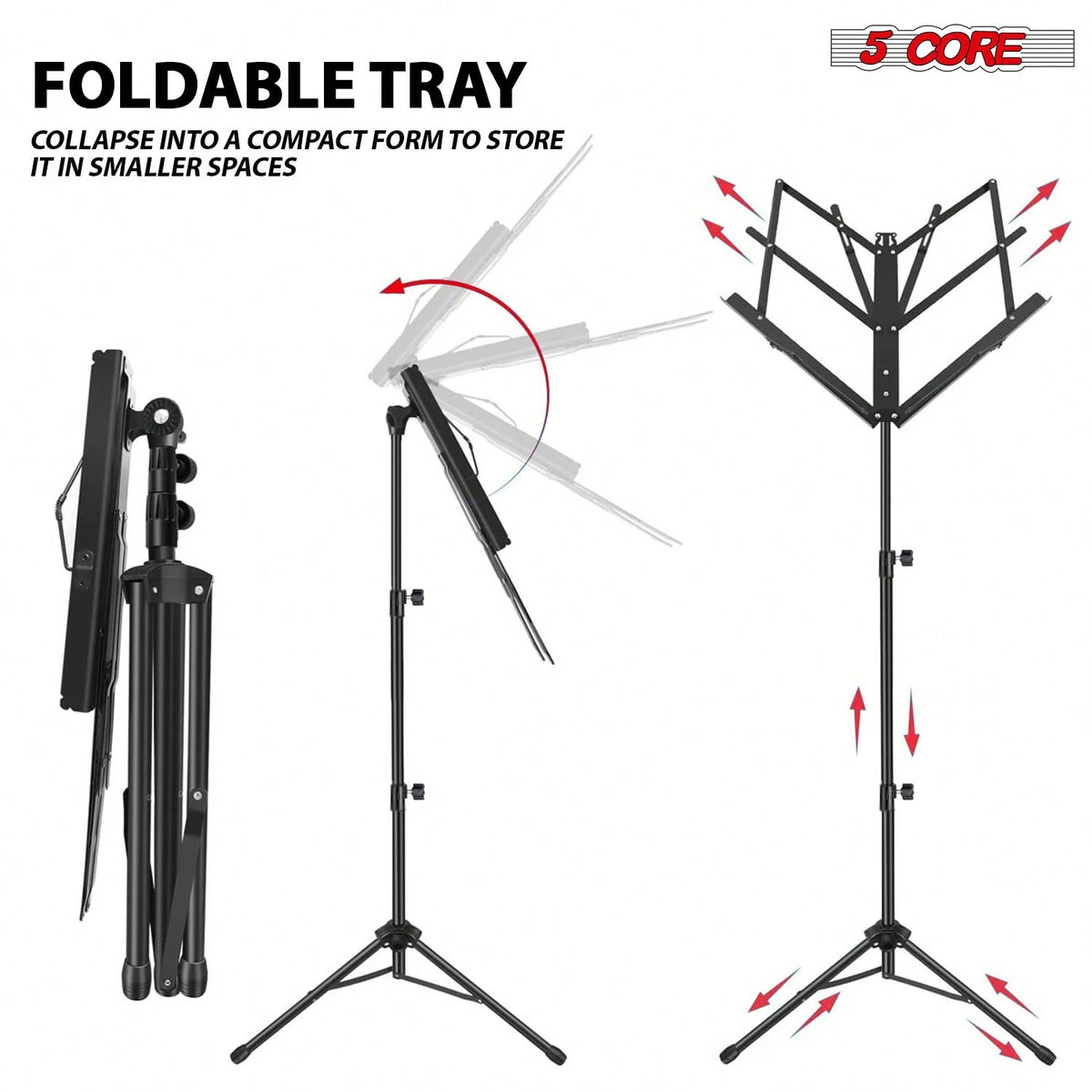 5 Core Sheet Music Stand Foldable Adjustable Bookstand