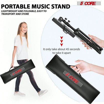 5 Core Sheet Music Stand Foldable Adjustable Bookstand