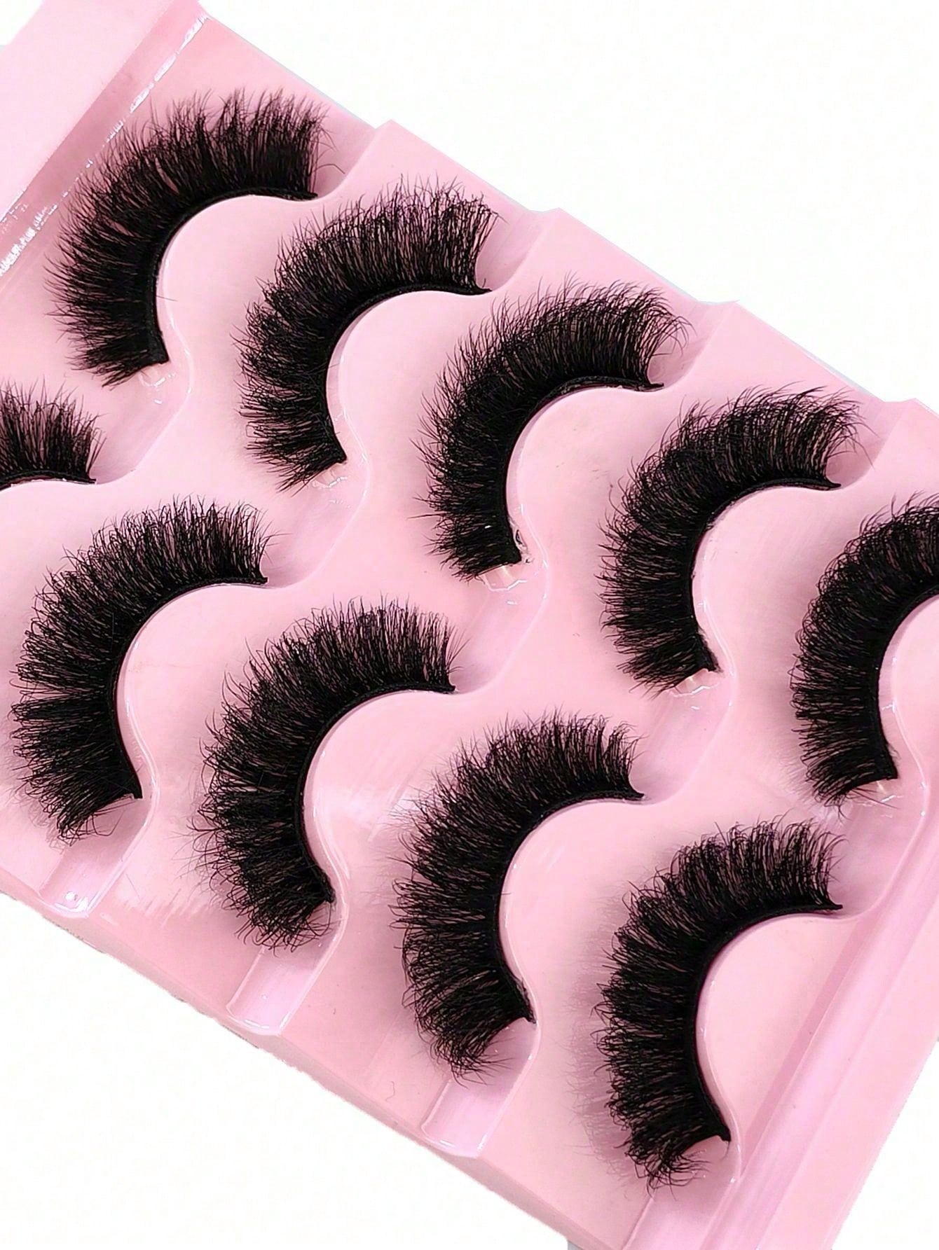 5 Pairs/Pack Natural Thick Fluffy Mink False Eyelashes, Charming Messy Look, 8D Fine Long-Lasting Full Lash Strip, Create Fox Eye Lifting Makeup Effect, Extend And Thicken Outer Eye Corner