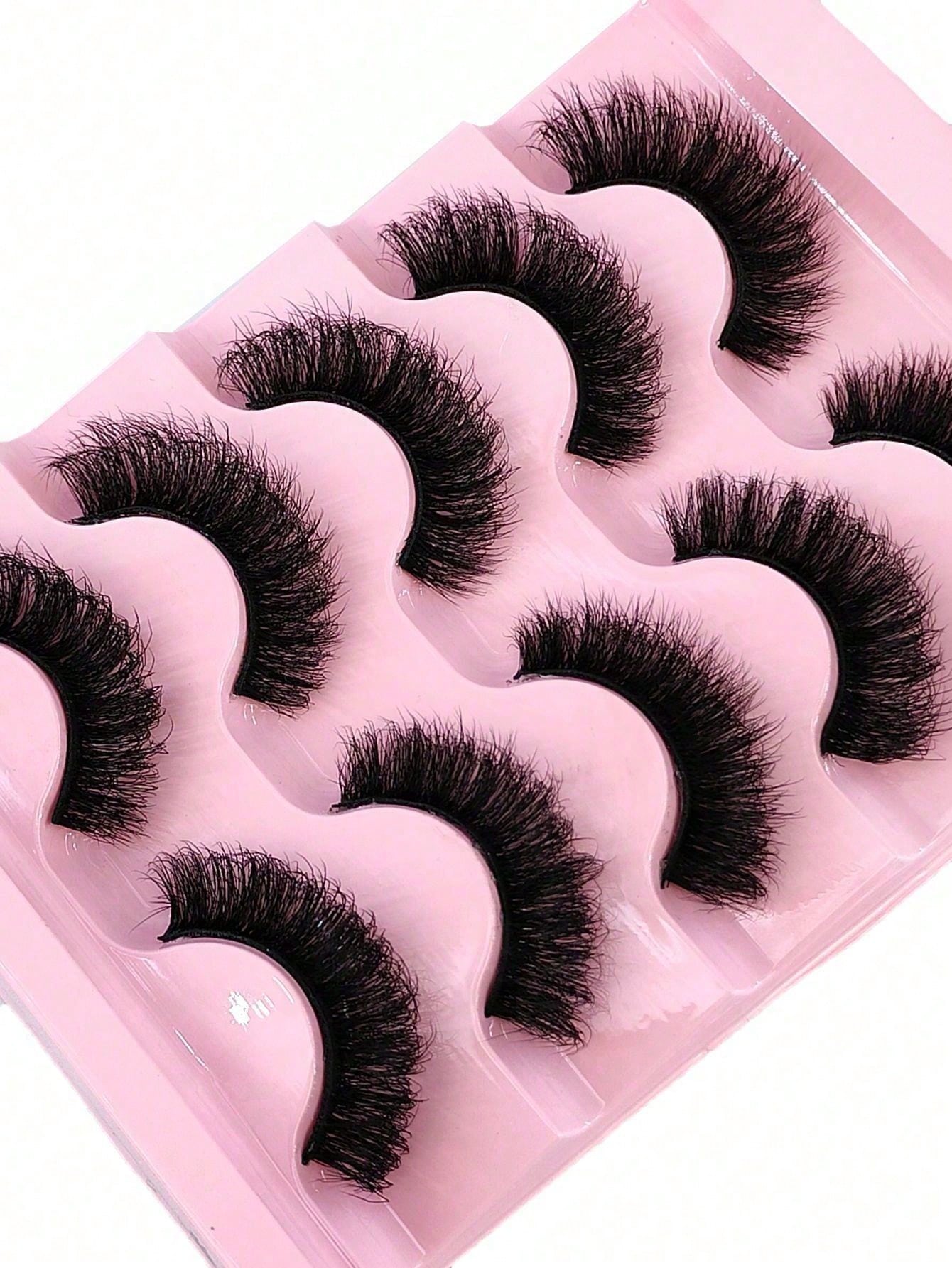 5 Pairs/Pack Natural Thick Fluffy Mink False Eyelashes, Charming Messy Look, 8D Fine Long-Lasting Full Lash Strip, Create Fox Eye Lifting Makeup Effect, Extend And Thicken Outer Eye Corner