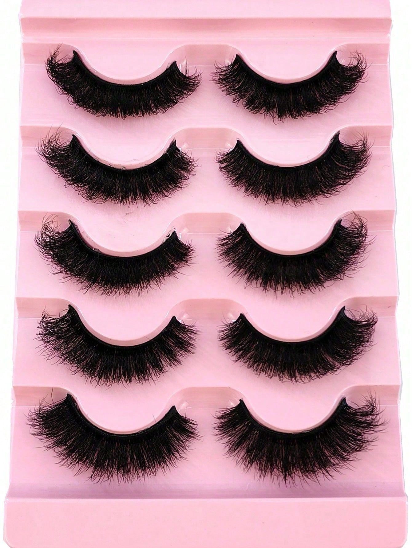 5 Pairs/Pack Natural Thick Fluffy Mink False Eyelashes, Charming Messy Look, 8D Fine Long-Lasting Full Lash Strip, Create Fox Eye Lifting Makeup Effect, Extend And Thicken Outer Eye Corner