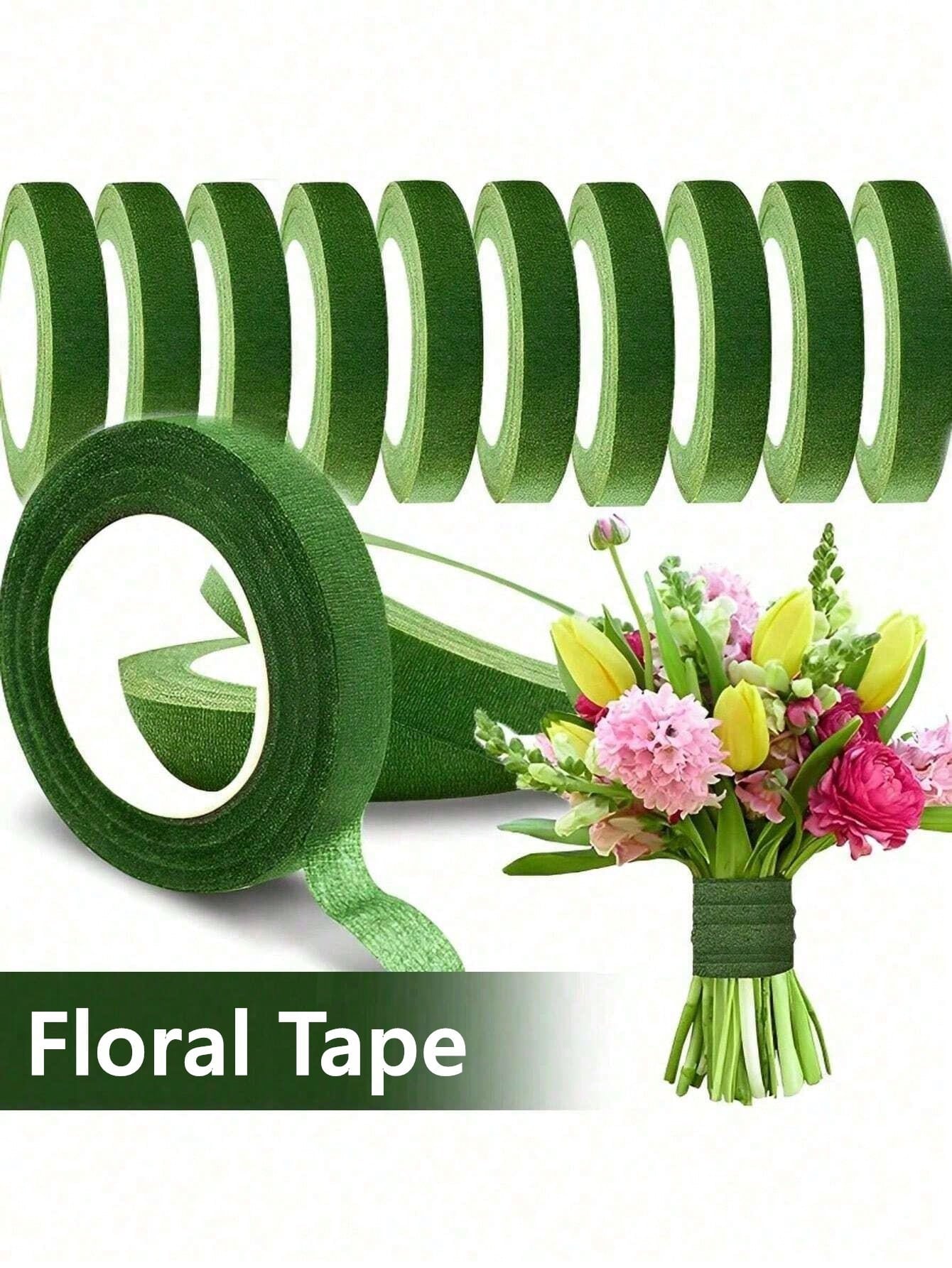 5 Rolls Self-Adhesive Floral Tape, Green Stem Paper Tape, Stamen Wrapping Tape, Floral Designer DIY Craft Supplies, Decorative Flowers, Wedding Supplies, Packaging, Graduation Season, Valentine's Day