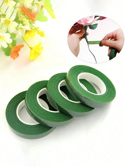 5 Rolls Self-Adhesive Floral Tape, Green Stem Paper Tape, Stamen Wrapping Tape, Floral Designer DIY Craft Supplies, Decorative Flowers, Wedding Supplies, Packaging, Graduation Season, Valentine's Day