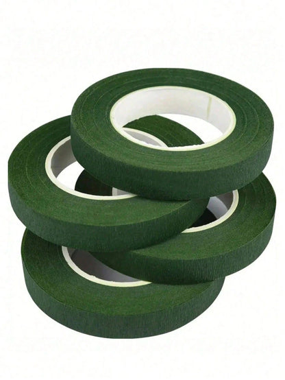 5 Rolls Self-Adhesive Floral Tape, Green Stem Paper Tape, Stamen Wrapping Tape, Floral Designer DIY Craft Supplies, Decorative Flowers, Wedding Supplies, Packaging, Graduation Season, Valentine's Day