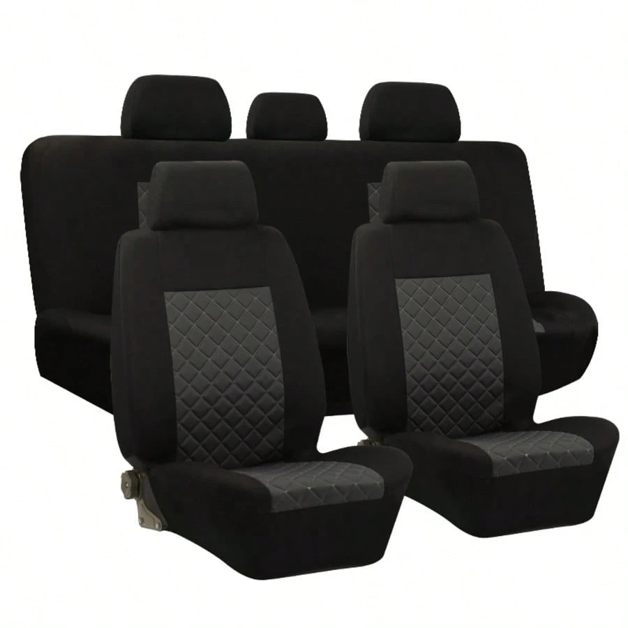 5-Seat Universal Car Seat Covers, Made Of Breathable And Comfortable Fabric With 3D Diamond Pattern Details. Dustproof And Wear-Resistant, Effectively Protecting The Original Car Seats.