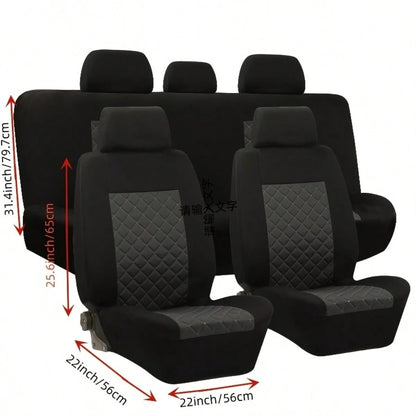 5-Seat Universal Car Seat Covers, Made Of Breathable And Comfortable Fabric With 3D Diamond Pattern Details. Dustproof And Wear-Resistant, Effectively Protecting The Original Car Seats.