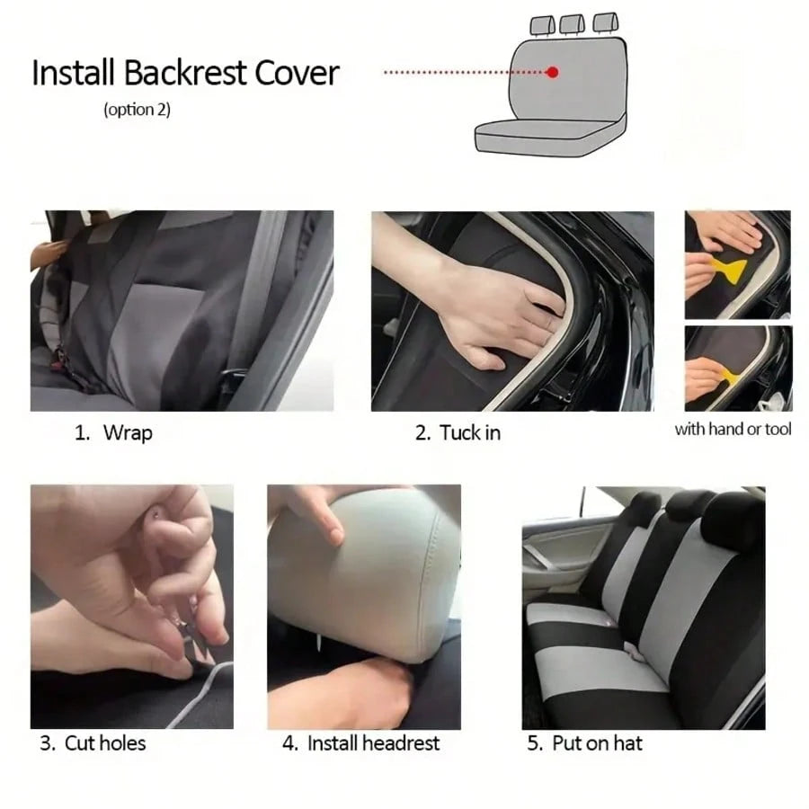 5-Seat Universal Car Seat Covers, Made Of Breathable And Comfortable Fabric With 3D Diamond Pattern Details. Dustproof And Wear-Resistant, Effectively Protecting The Original Car Seats.