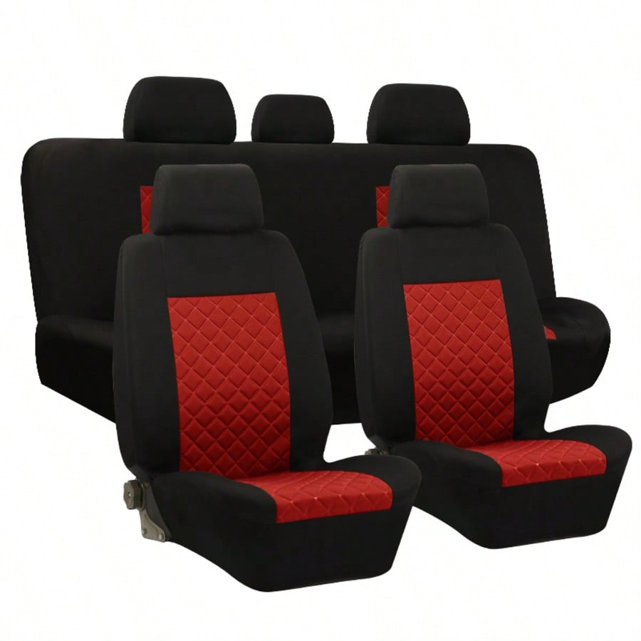 5-Seat Universal Car Seat Covers, Made Of Breathable And Comfortable Fabric With 3D Diamond Pattern Details. Dustproof And Wear-Resistant, Effectively Protecting The Original Car Seats.
