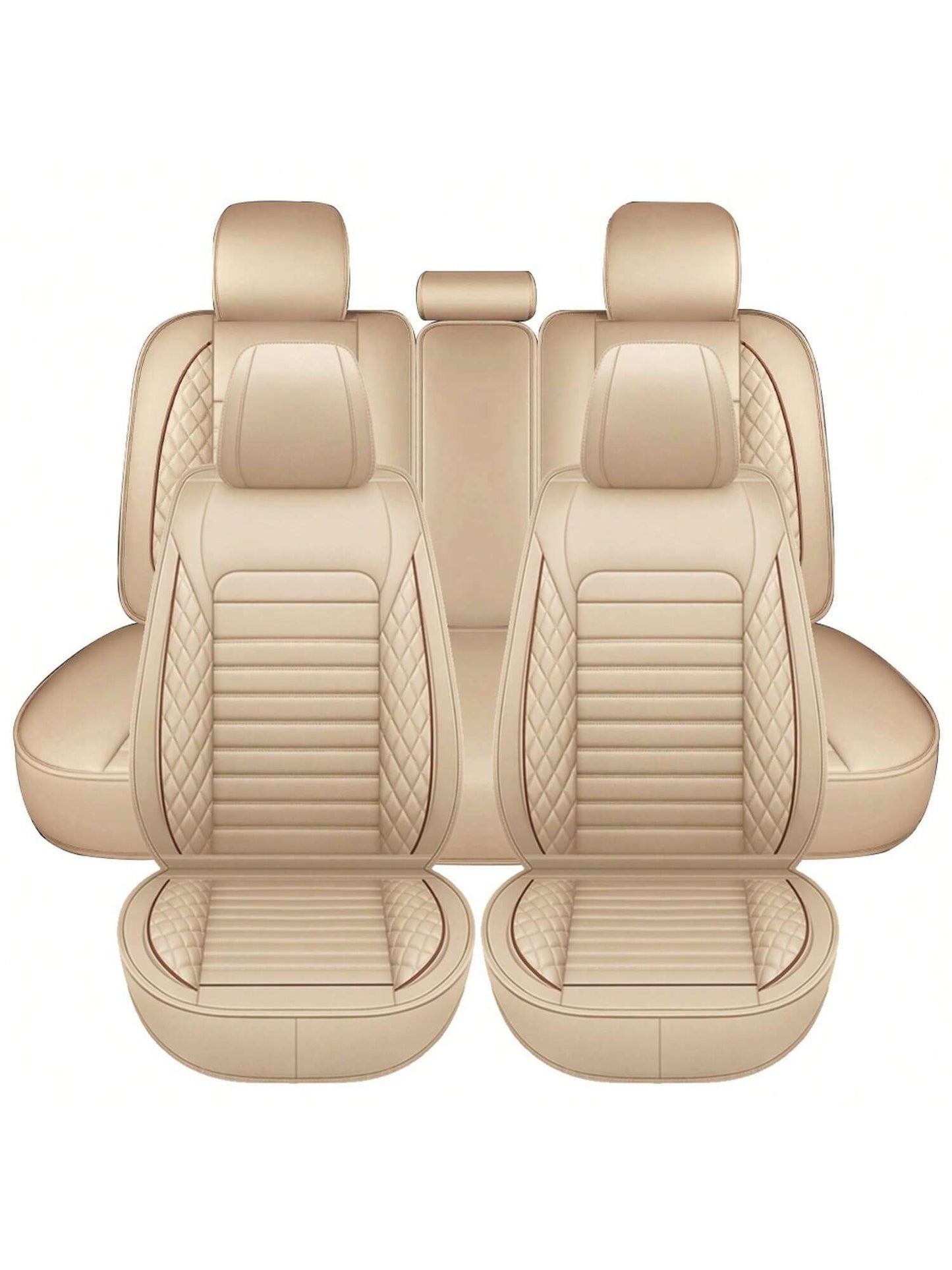 5 Seats Car Seat Covers Full Set PU Leather Front Rear Back Padded Cover Universal Auto Seat Protectors With Or Without Head Pillow For Most Cars Sedan Truck SUV